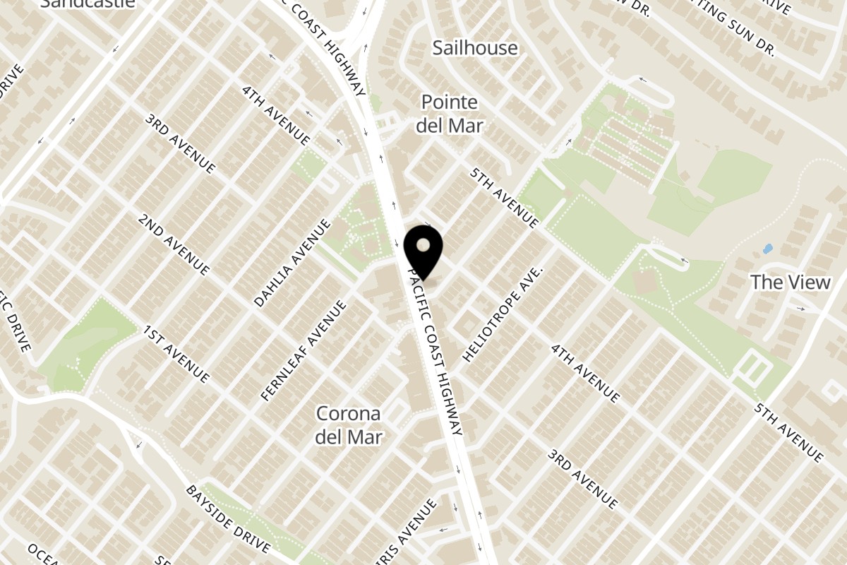 Map showing the location of Thai Del Mar Restaurant on 2754 East Coast Hwy in Corona Del Mar